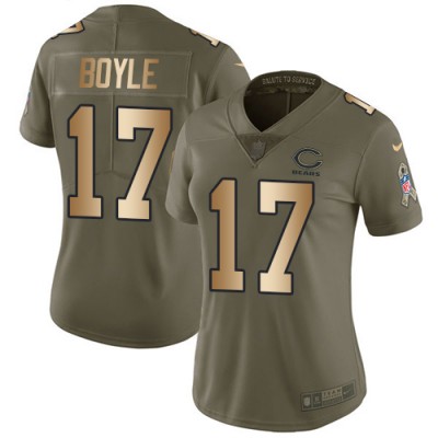 Nike Chicago Bears #17 Tim Boyle OliveGold Women's Stitched NFL Limited 2017 Salute To Service Jersey